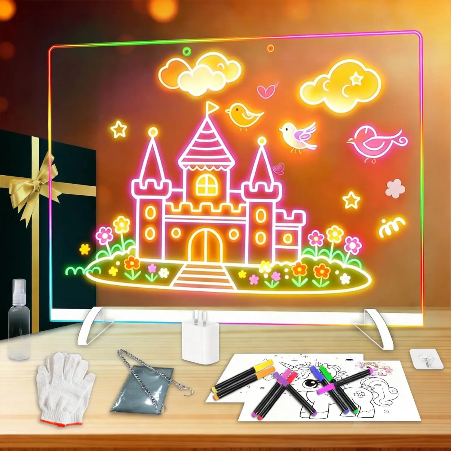 LED Drawing Board for Kids, 16" Doodle Glow Board with 10 Colors & 6 Modes, Light Up Acrylic Dry Erase Magic Board, 8 Markers &
LED Drawing Board for Kids, 16" Doodle Glow Board with 10 Colors & 6 Modes, Light Up Acrylic Dry Erase Magic Board, 8 Markers &