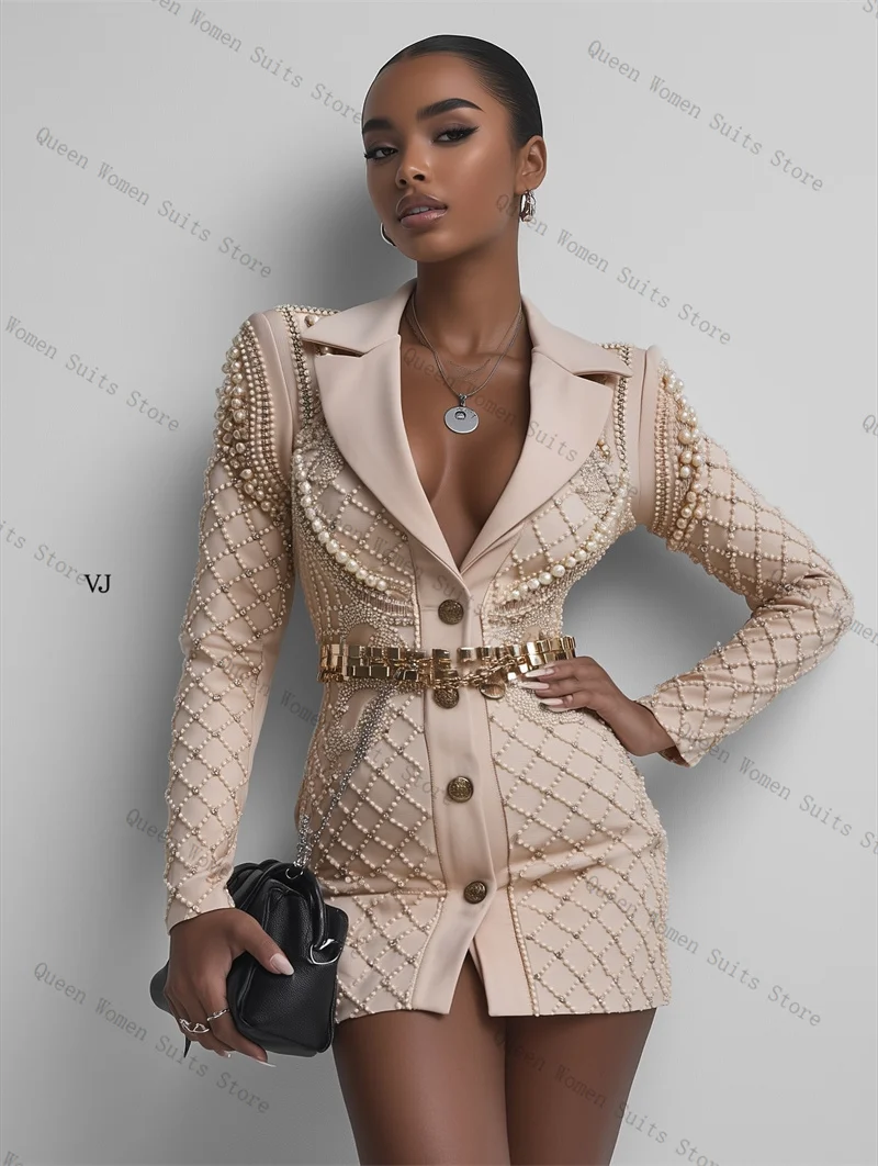 Pink Pearls Women Suit 1 Piece Belted Blazer Short Mini Prom Dress Formal Office Lady Jacket Cotton Wedding Coat Customized
Pink Pearls Women Suit 1 Piece Belted Blazer Short Mini Prom Dress Formal Office Lady Jacket Cotton Wedding Coat Customized