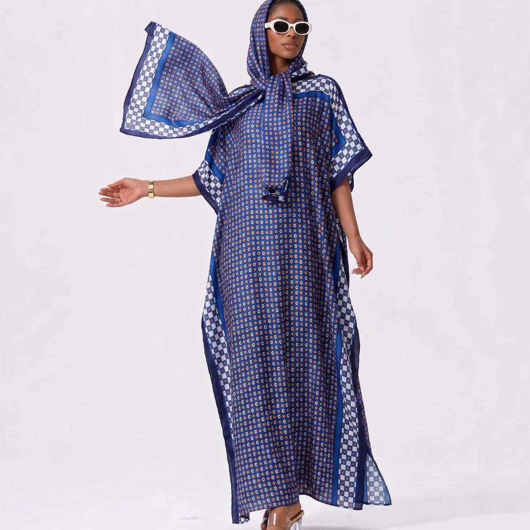 Oversized Short Sleeve Side Split Abaya Set Grey Marble Ginkgo Leaf Print Floor Length Muslim Ladies Maxi Kaftan Matching Hijab
Oversized Short Sleeve Side Split Abaya Set Grey Marble Ginkgo Leaf Print Floor Length Muslim Ladies Maxi Kaftan Matching Hijab