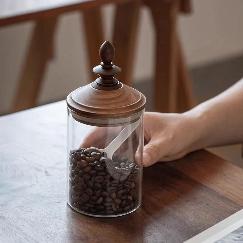 American Style Home Use Coffee Beans Storage Jar High Appearance level Decoration Tea leaves Glass-Sealed Jar Walnut Wood Lid
American Style Home Use Coffee Beans Storage Jar High Appearance level Decoration Tea leaves Glass-Sealed Jar Walnut Wood Lid