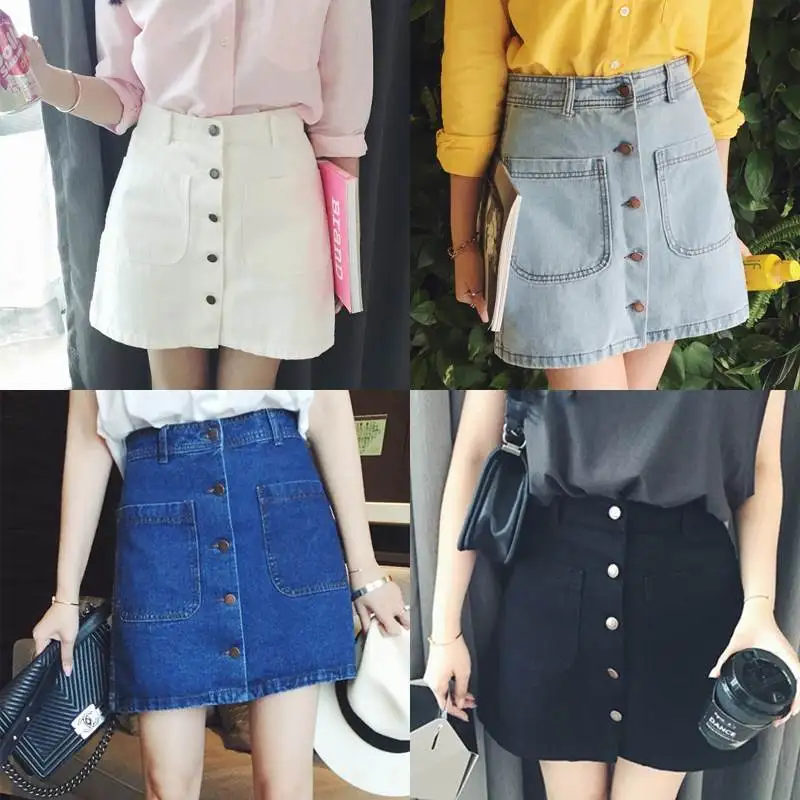 High Waist A-Line Skirt for Women Autumn Collection 2017 Cotton Denim Color Commute Style Pockets Design
High Waist A-Line Skirt for Women Autumn Collection 2017 Cotton Denim Color Commute Style Pockets Design