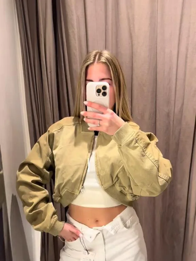 Casual Women's Cropped Bomber Jackets Zipper Full Sleeve Pocket Female Coat 2026 Spring Autumn Lady Loose All-match Outwears
Casual Women's Cropped Bomber Jackets Zipper Full Sleeve Pocket Female Coat 2026 Spring Autumn Lady Loose All-match Outwears
