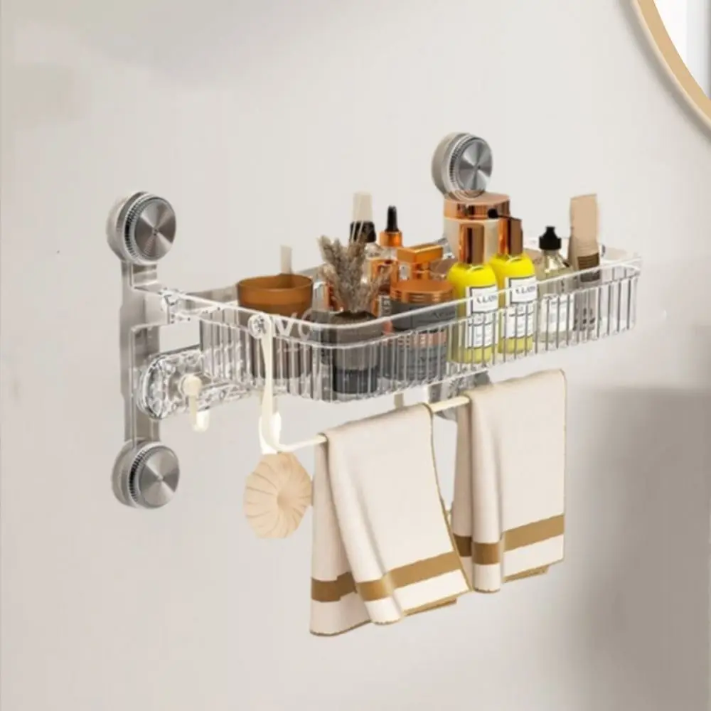 Wall Mounted Suction Cup Bathroom Shelf Space Saving Plastic Toilet Storage Racks Large Capacity with Towel Shelf and Hooks
Wall Mounted Suction Cup Bathroom Shelf Space Saving Plastic Toilet Storage Racks Large Capacity with Towel Shelf and Hooks