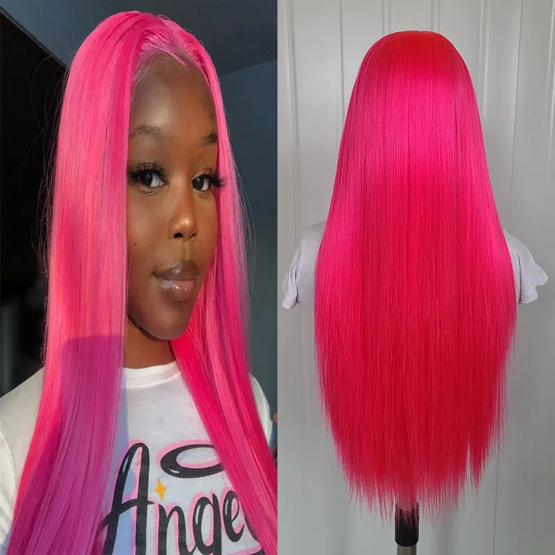 Rose Pink Straight Hair Synthetic 13*4 Lace Front Wigs High Quality Heat Resistant Fiber Hair Natural Hairline For White Women
Rose Pink Straight Hair Synthetic 13*4 Lace Front Wigs High Quality Heat Resistant Fiber Hair Natural Hairline For White Women