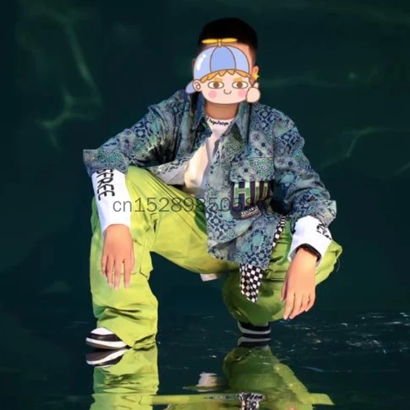 Kids Hip Hop Dance Clothes Boys Girls Green Printed Shirt Denim Trousers Teen Jazz Street Dance Performance Outfit
Kids Hip Hop Dance Clothes Boys Girls Green Printed Shirt Denim Trousers Teen Jazz Street Dance Performance Outfit