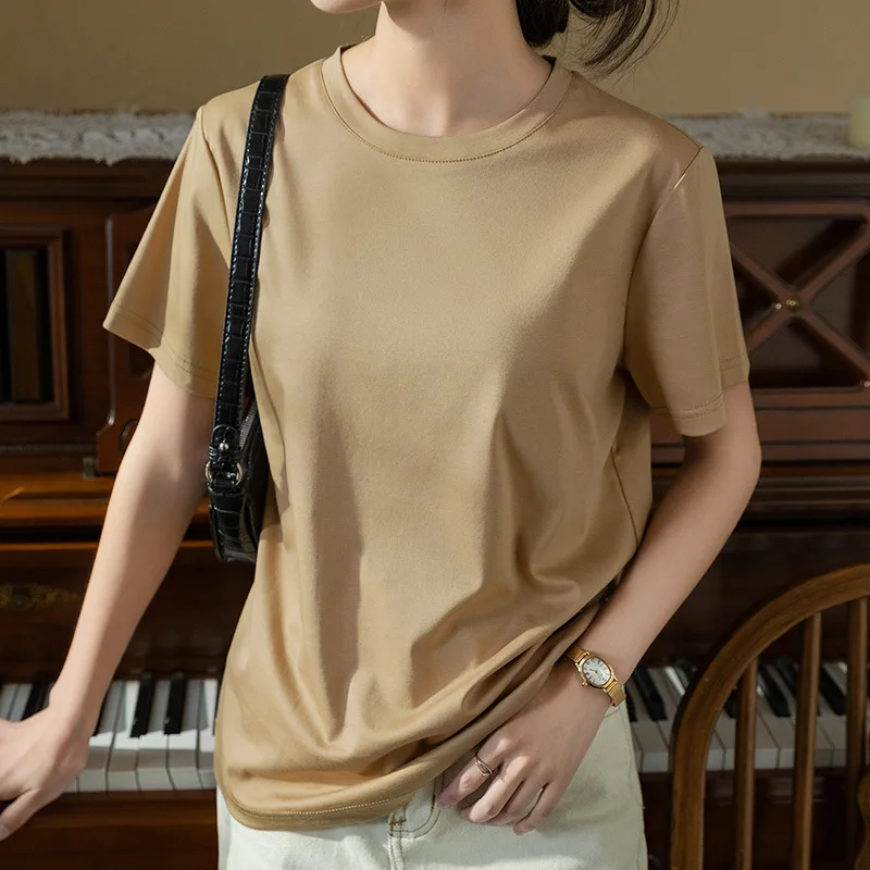 Cool-mercerized cotton short sleeve shirttWomen's-shirt2023New women's clothing, regular shoulder, round neck, cott
Cool-mercerized cotton short sleeve shirttWomen's-shirt2023New women's clothing, regular shoulder, round neck, cott