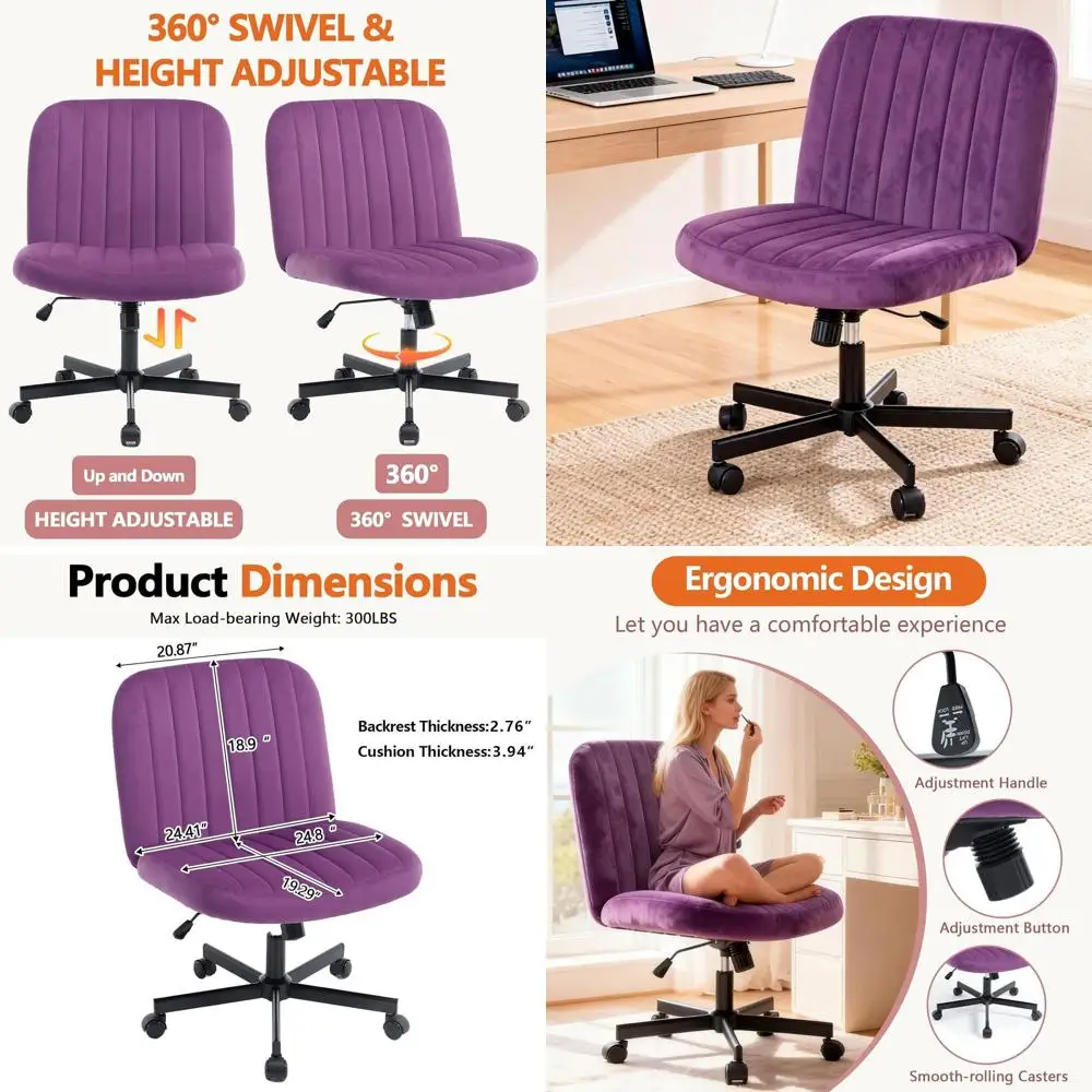 Purple Criss-Cross Swivel Chairs with Wheels, 360-Degree Desk Chairs, Comfortable Armless Office Chairs with Adjustable Height f
Purple Criss-Cross Swivel Chairs with Wheels, 360-Degree Desk Chairs, Comfortable Armless Office Chairs with Adjustable Height f