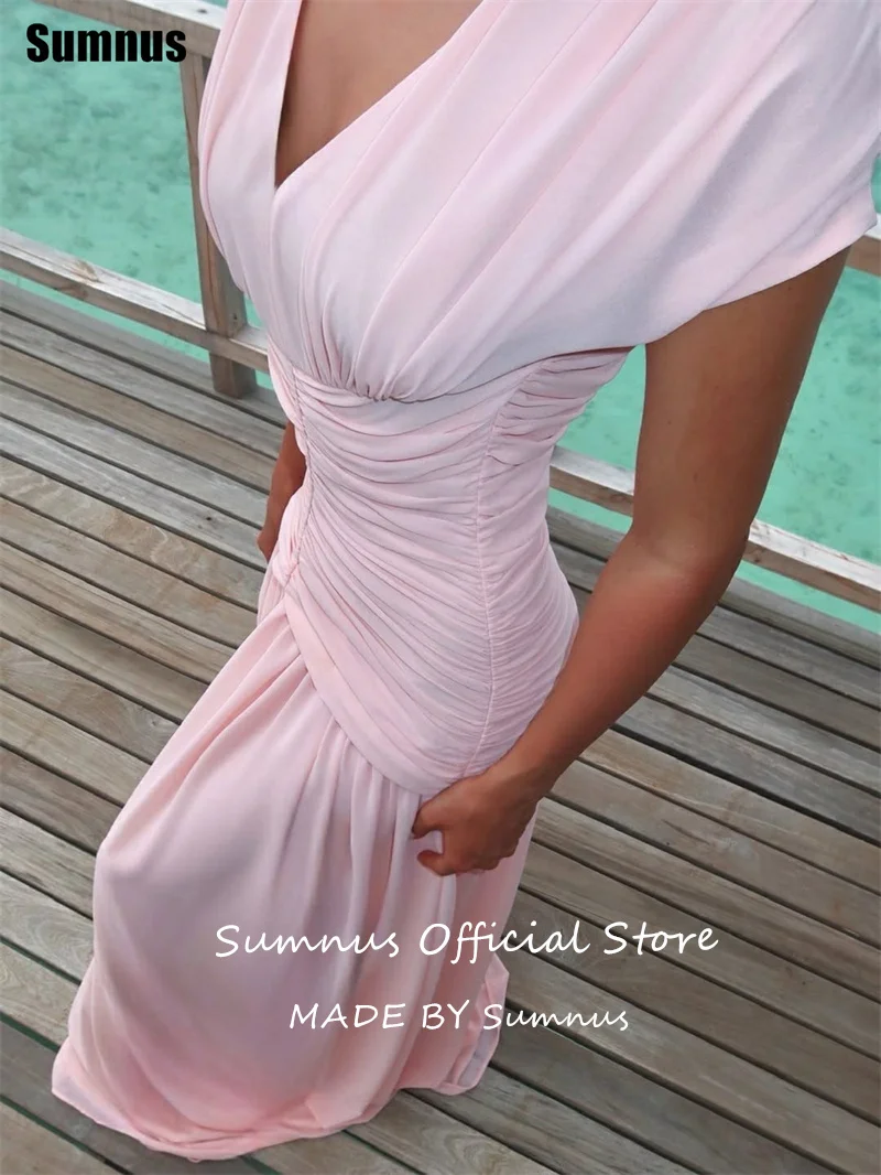 Sumnus Simple Mermaid Pink Evening Dresses V-Neck Pleats Short Sleeves Maxi Chiffon Prom Dresses 2026 Party Dresses Customized
Sumnus Simple Mermaid Pink Evening Dresses V-Neck Pleats Short Sleeves Maxi Chiffon Prom Dresses 2026 Party Dresses Customized