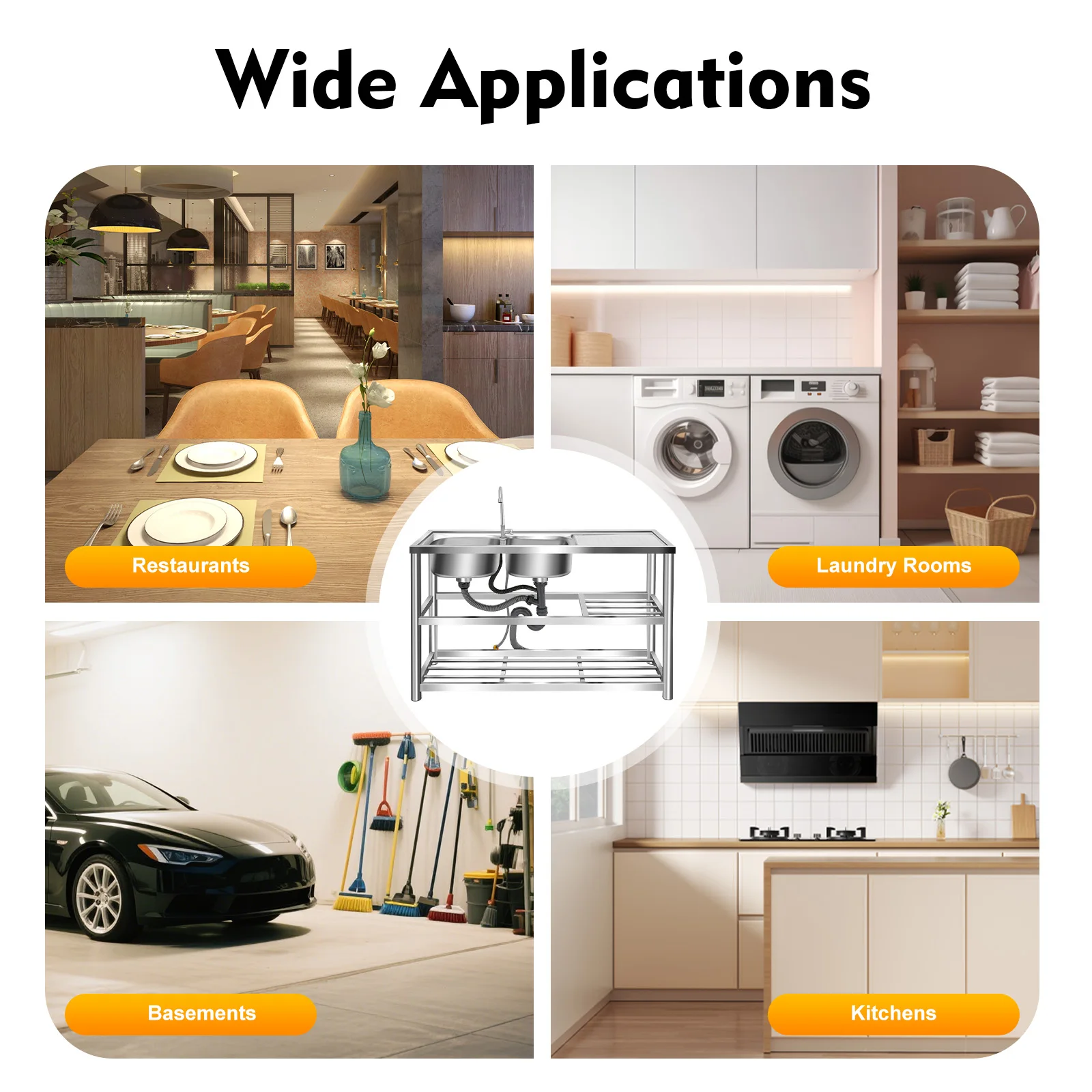 Stainless Steel Double Bowl Commercial Restaurant Kitchen Sink Set with Faucet for Restaurants Laundries and Stores
Stainless Steel Double Bowl Commercial Restaurant Kitchen Sink Set with Faucet for Restaurants Laundries and Stores