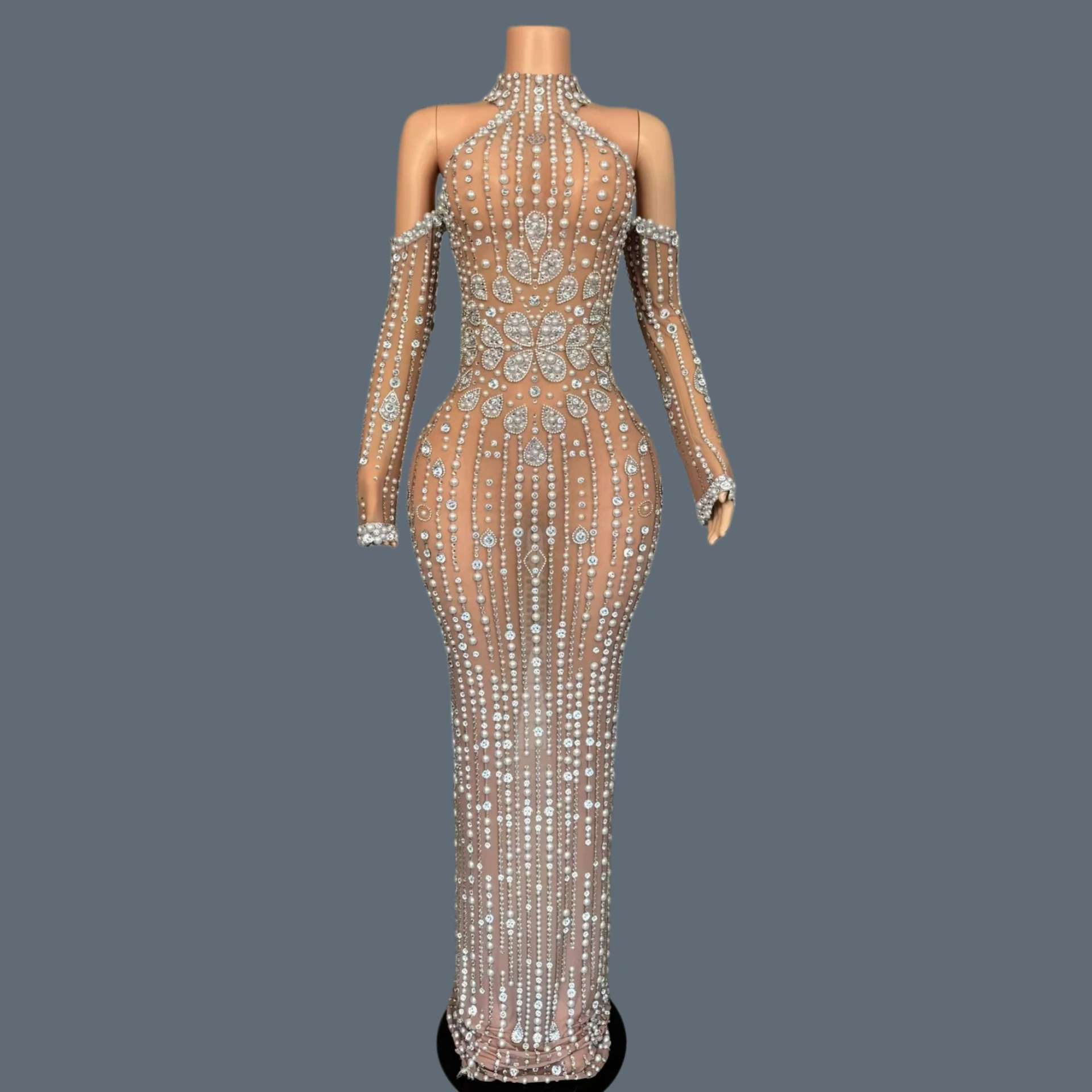 Luxury Pearls Sparkly Crystals Evening Dress with Gloves Sparkly Dance Stage Show Long Dress Birthday Prom Party Outfit Luohua
Luxury Pearls Sparkly Crystals Evening Dress with Gloves Sparkly Dance Stage Show Long Dress Birthday Prom Party Outfit Luohua