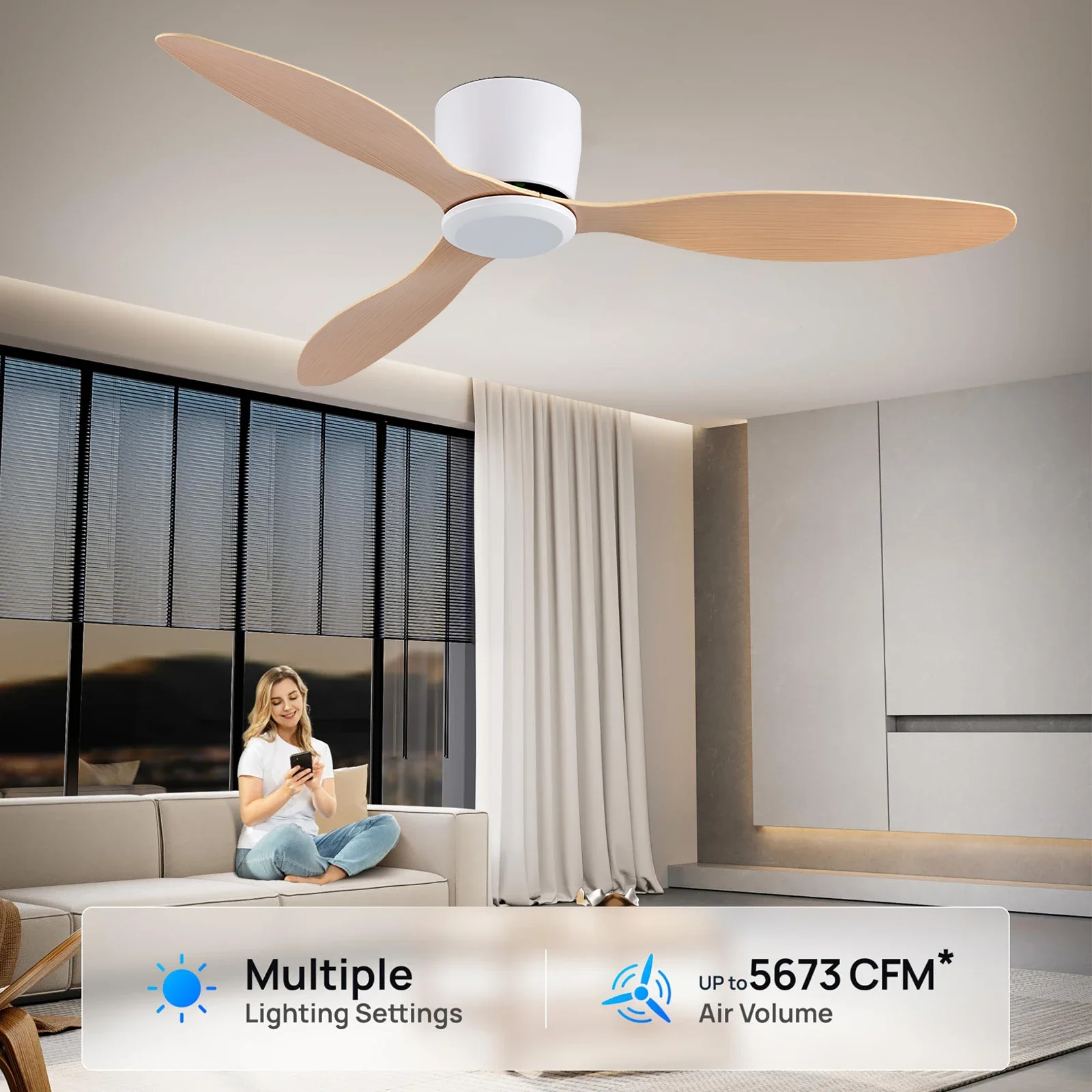 42inch/52inch Ceiling Fan without Light,6-Speed Reversible,Timer,Outdoor Bedroom Living Room-White/Black/Wood
42inch/52inch Ceiling Fan without Light,6-Speed Reversible,Timer,Outdoor Bedroom Living Room-White/Black/Wood