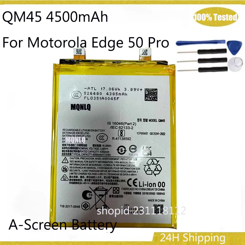 Battery QM45 4500mAh For Motorola Edge 50 Pro QM45 Mobile Phone Batteries + Tools
Battery QM45 4500mAh For Motorola Edge 50 Pro QM45 Mobile Phone Batteries + Tools