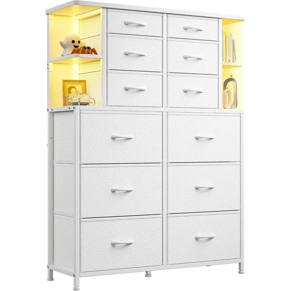 12-Drawer Bedroom Storage Unit with LED Lights, Fabric Drawers, Chests, 45.2H x 35.4W x 11.8D
12-Drawer Bedroom Storage Unit with LED Lights, Fabric Drawers, Chests, 45.2H x 35.4W x 11.8D