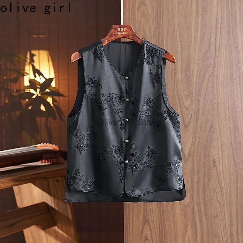 Acetic Acid Embroidery Vest Buckle and Shoulder Chinese Style Vest Tang Style Coat Traditional Chinese Summer High-end
Acetic Acid Embroidery Vest Buckle and Shoulder Chinese Style Vest Tang Style Coat Traditional Chinese Summer High-end