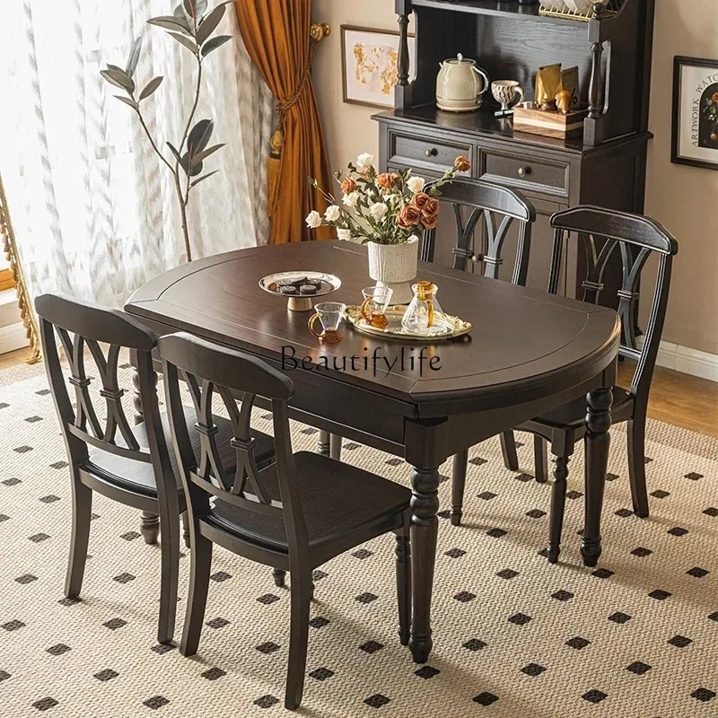 American solid wood dining table retractable folding retro 2 dining table
American solid wood dining table retractable folding retro 2 dining table