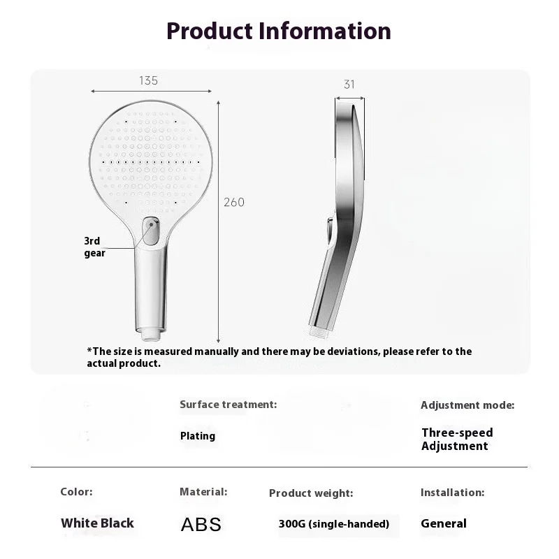 Pressurized shower head, household bathroom rain shower, bathing water heater handheld shower head
Pressurized shower head, household bathroom rain shower, bathing water heater handheld shower head