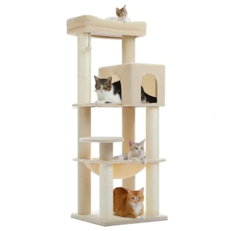 57.9'' Multi-Level Cat Tree with Large Top Perch Thick Scratch Posts and Cozy Hammock Designed for Large Indoor Cats up to 20 l
57.9'' Multi-Level Cat Tree with Large Top Perch Thick Scratch Posts and Cozy Hammock Designed for Large Indoor Cats up to 20 l