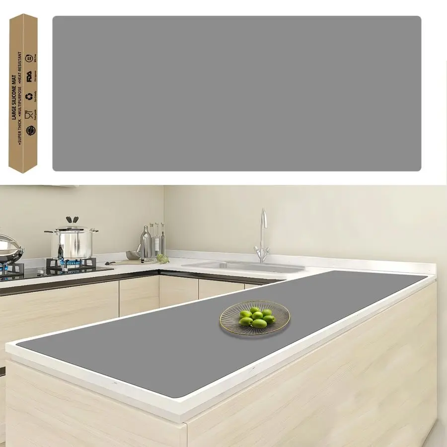 Large Silicone Kitchen Counter Mat, Heat Resistant NonSlip Countertop Protector, Waterproof Multipurpose Mat for Kitchen Island,
Large Silicone Kitchen Counter Mat, Heat Resistant NonSlip Countertop Protector, Waterproof Multipurpose Mat for Kitchen Island,