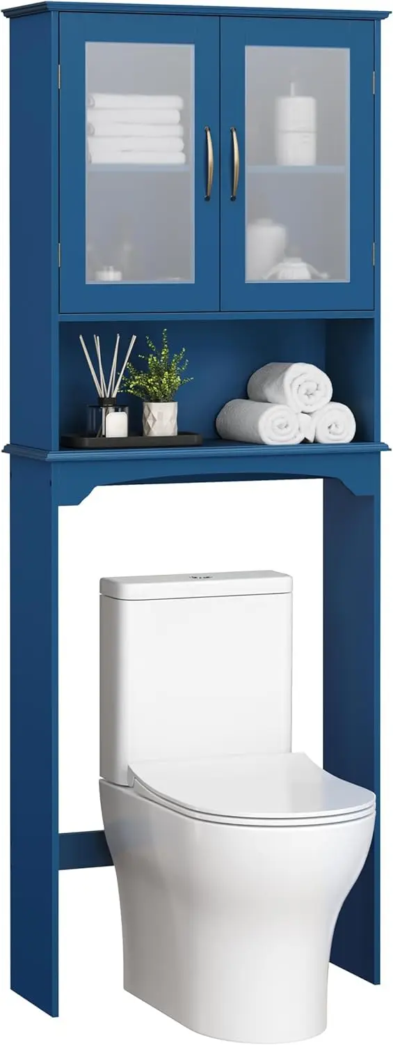 Over The Toilet Storage Cabinet, Free Standing Toilet Rack with Adjustable Shelves and Tempered Glass Doors for Bathroom Wash
Over The Toilet Storage Cabinet, Free Standing Toilet Rack with Adjustable Shelves and Tempered Glass Doors for Bathroom Wash
