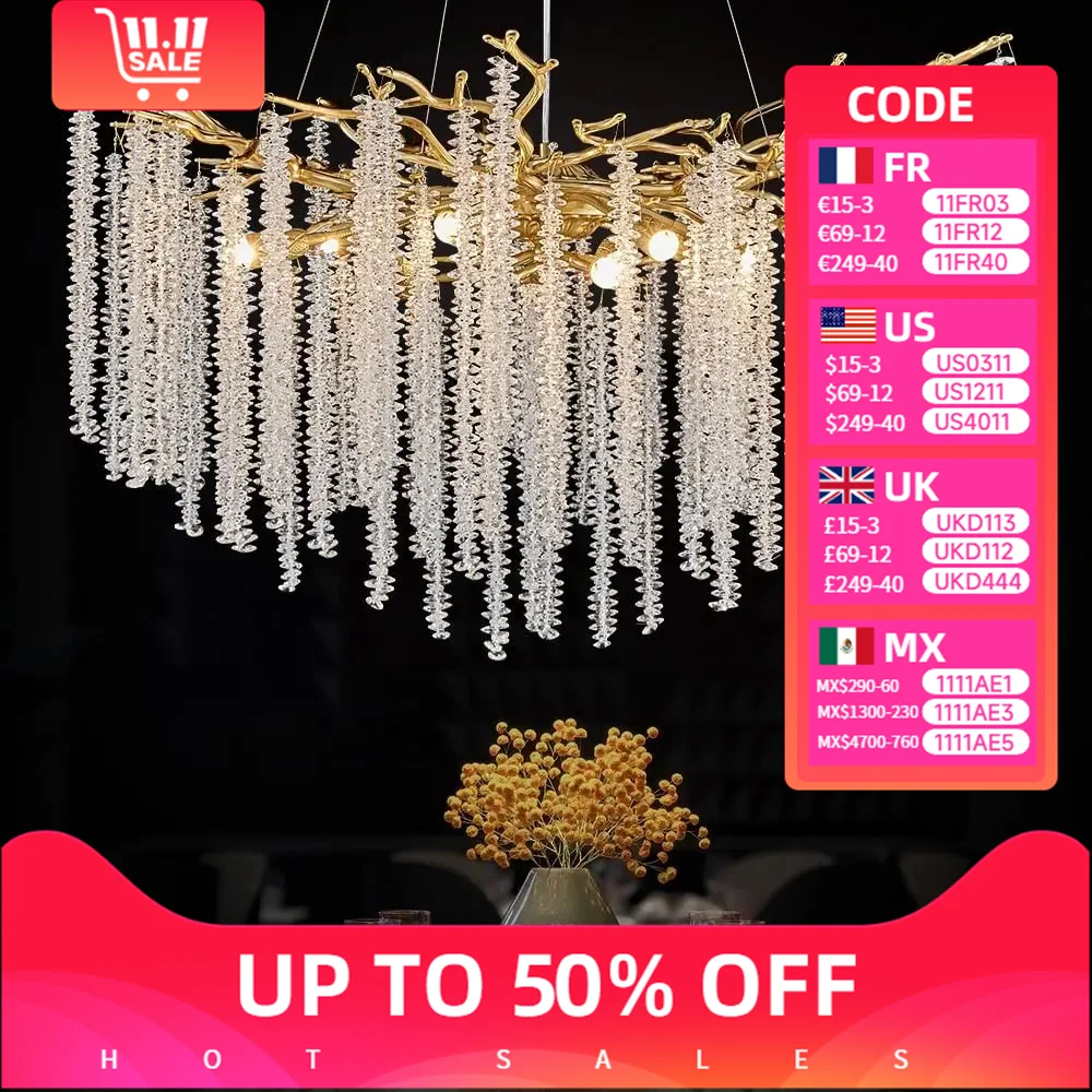 Modern Luxury Round Crystal Chandelier Dining Table Bedroom Branch Led Lights Hanging Pendant Chandelier for Kitchen Living Room
Modern Luxury Round Crystal Chandelier Dining Table Bedroom Branch Led Lights Hanging Pendant Chandelier for Kitchen Living Room