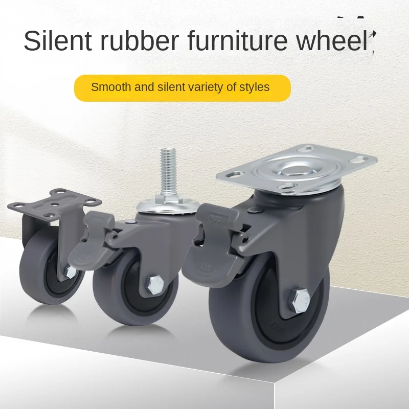 4 Pcs -3 inch Heavy Duty Swivel Casters With Brake - Silent Rubber Wheels For Furniture & Cabinet & More
4 Pcs -3 inch Heavy Duty Swivel Casters With Brake - Silent Rubber Wheels For Furniture & Cabinet & More