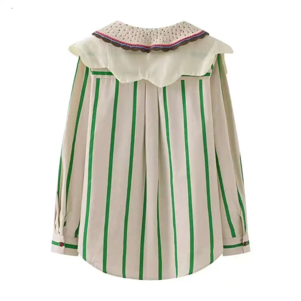 New In 2024 Autumn Stripe Shirts And Blouse Women Lace Embroidery Hollow Out Collar Top Blusas Korean Popular Woman Clothes
New In 2024 Autumn Stripe Shirts And Blouse Women Lace Embroidery Hollow Out Collar Top Blusas Korean Popular Woman Clothes