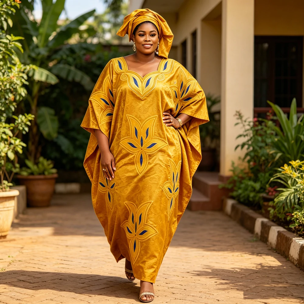 Loose African Boubou Robe With Headscarf Ankara Dashiki Print Women Kaftan Turkey Caftan Embroidery Long Gown Ethnic Clothing
Loose African Boubou Robe With Headscarf Ankara Dashiki Print Women Kaftan Turkey Caftan Embroidery Long Gown Ethnic Clothing