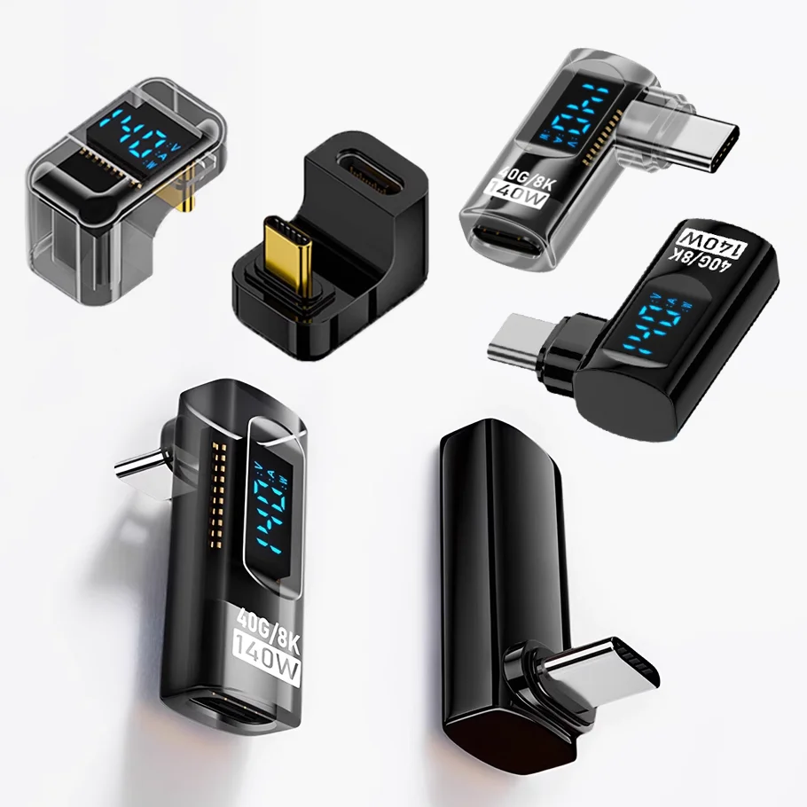 PD 140W Charging Adapter with Digital Display 90/180 Degree USB C Male to Female Extender 40Gbps Data 8K Video for Laptop Mobile
PD 140W Charging Adapter with Digital Display 90/180 Degree USB C Male to Female Extender 40Gbps Data 8K Video for Laptop Mobile