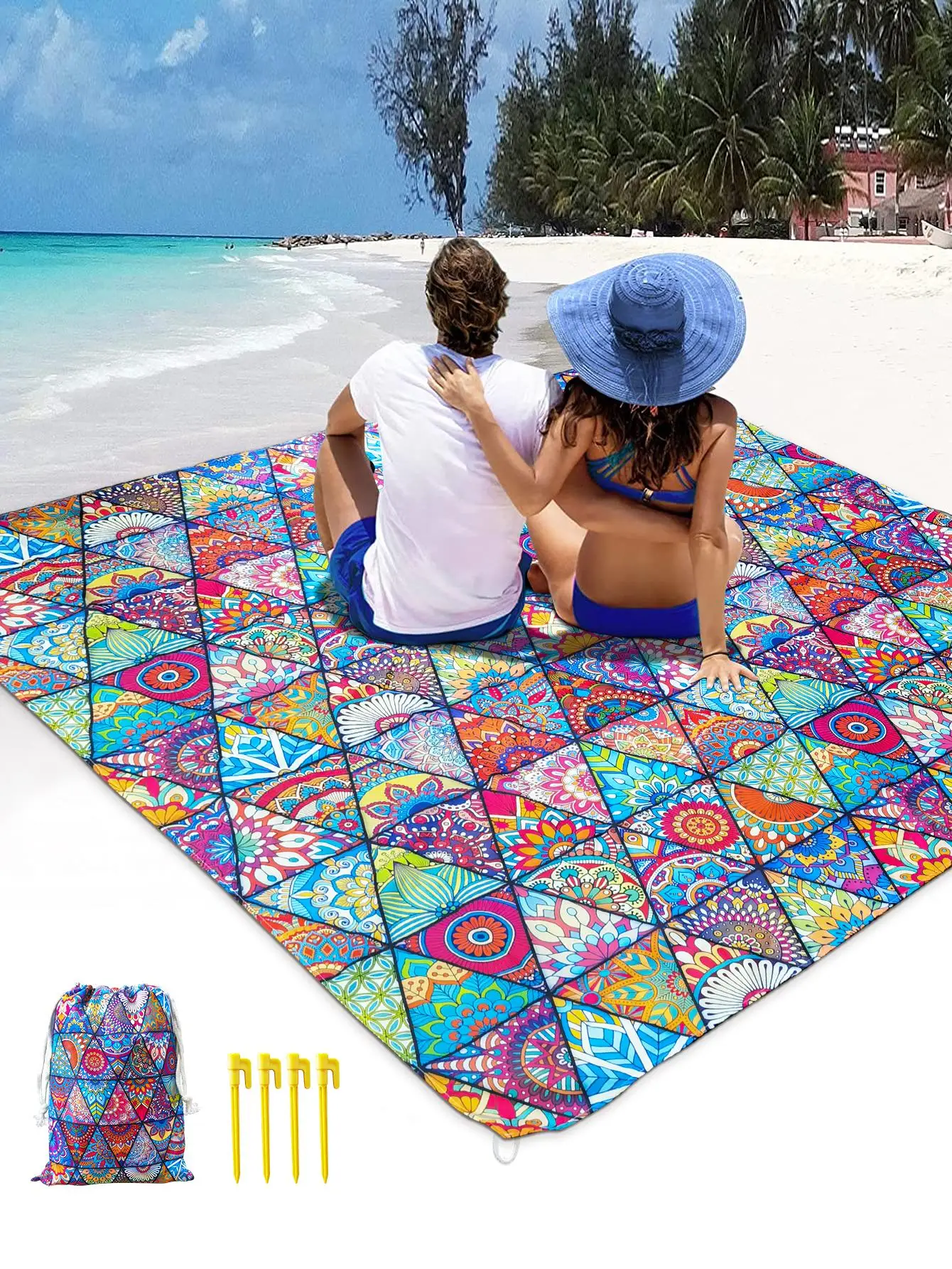 1pc Diamond-Shaped Mandala Printed Foldable Moisture-Proof, Waterproof, Sand-Proof Outdoor Camping Mat For Beach And Picnic, Portable Picnic BlanketSummer Travel,Vacation Holiday Beach Essentials
1pc Diamond-Shaped Mandala Printed Foldable Moisture-Proof, Waterproof, Sand-Proof Outdoor Camping Mat For Beach And Picnic, Portable Picnic BlanketSummer Travel,Vacation Holiday Beach Essentials