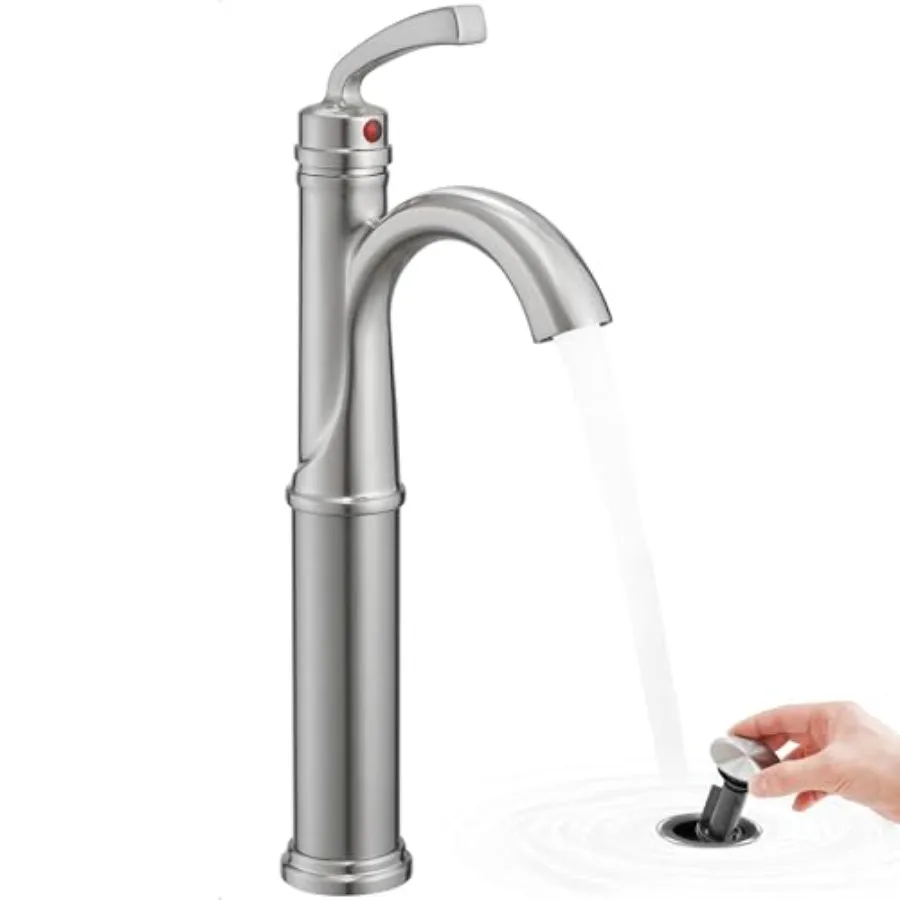 Brass Vessel Faucet, 1 Hole Tall Faucet for Bathroom Sink with Single Handle, Pop Up Drain and cUPC Water Hoses, Classic Aerato
Brass Vessel Faucet, 1 Hole Tall Faucet for Bathroom Sink with Single Handle, Pop Up Drain and cUPC Water Hoses, Classic Aerato