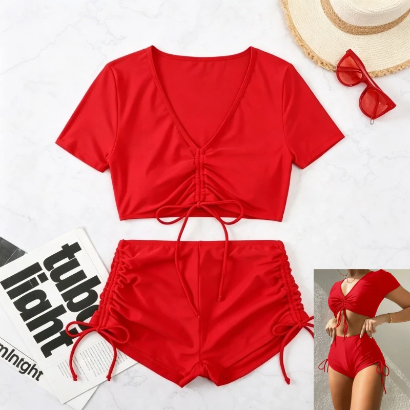 Sexy Drawstring Bikini Set Women Two Piece Swimsuit Summer Bathing Suit Beachwear High Waist Swimwear
Sexy Drawstring Bikini Set Women Two Piece Swimsuit Summer Bathing Suit Beachwear High Waist Swimwear