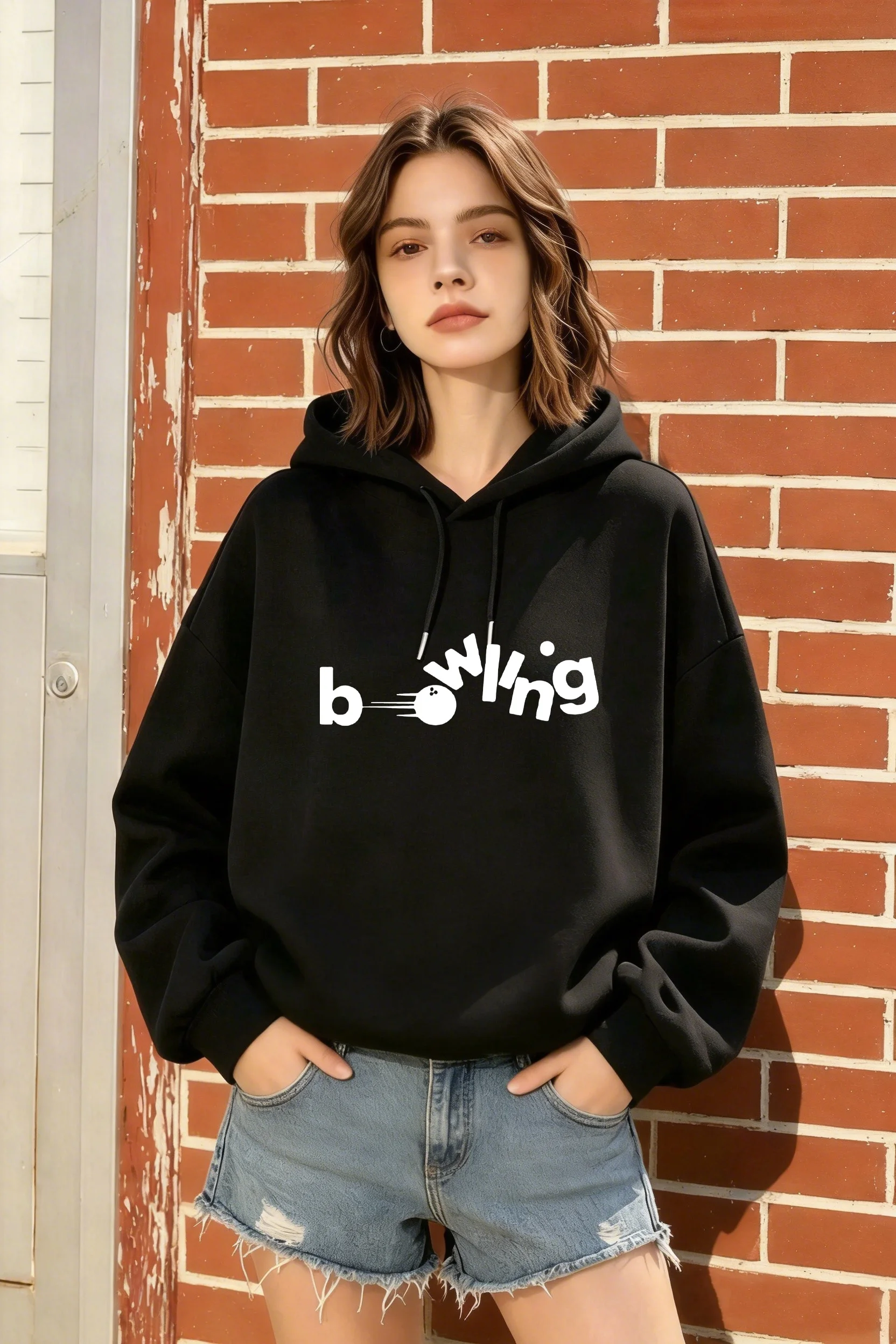 Women's Black Oversized Hoodie with "Bowling" Print, Casual Cozy Top for Fall & Winter
Women's Black Oversized Hoodie with "Bowling" Print, Casual Cozy Top for Fall & Winter