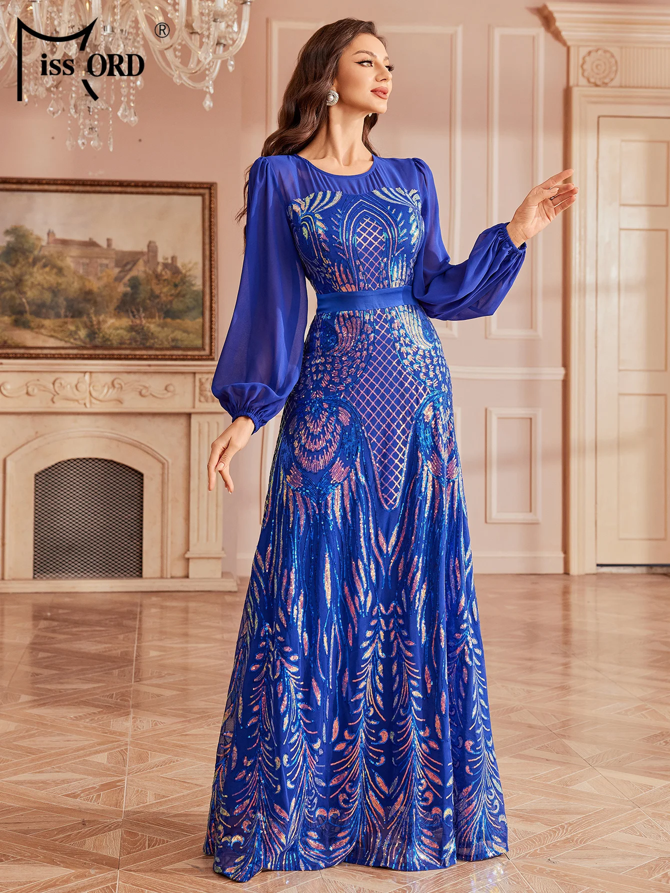 Missord 2026 New Church Dress Blue Round Neck Long Sleeved Sequin Wedding Birthday Party Elegant Beautiful Women's Maxi Dress
Missord 2026 New Church Dress Blue Round Neck Long Sleeved Sequin Wedding Birthday Party Elegant Beautiful Women's Maxi Dress