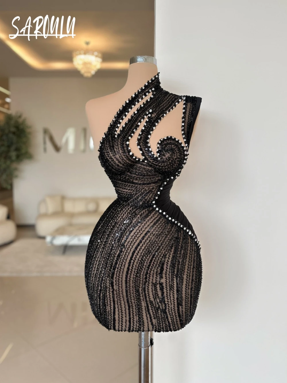 Black Exclusive One Shoulder Evening Dress Gorgeous See Through Sheath Cocktail Customized Prom Beaded Mini Sexy Club Wear
Black Exclusive One Shoulder Evening Dress Gorgeous See Through Sheath Cocktail Customized Prom Beaded Mini Sexy Club Wear