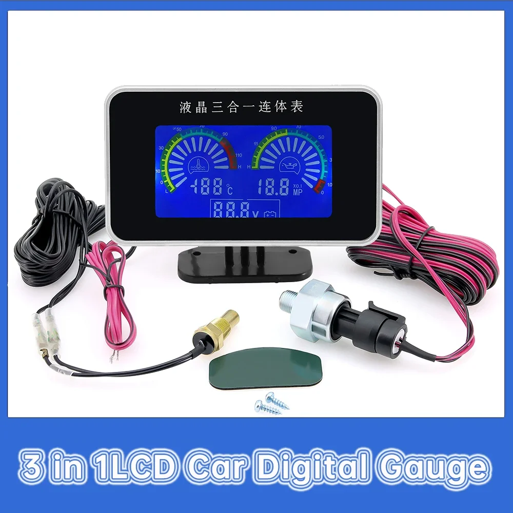 Universal LCD 3 in 1 Car Truck Digital Gauge Water Temp Meter Oil Pressure Gauge Voltmeter with 1/8 Press Sensor Fit Car Truck
Universal LCD 3 in 1 Car Truck Digital Gauge Water Temp Meter Oil Pressure Gauge Voltmeter with 1/8 Press Sensor Fit Car Truck