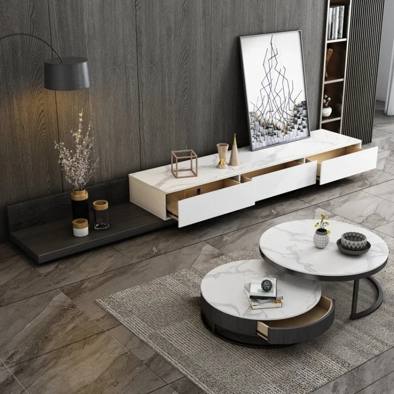 Rock slab coffee table TV cabinet combination simple retractable household tea table
Rock slab coffee table TV cabinet combination simple retractable household tea table