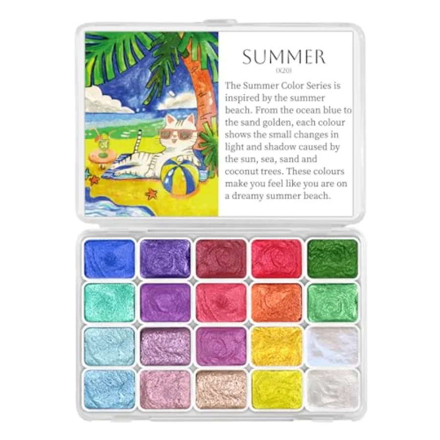 Mini Glitter Watercolor Paint Set, 20 Colors Shimmer Metallic Watercolour Painting Sets, Solid Pearl Water Color Paints for Adu
Mini Glitter Watercolor Paint Set, 20 Colors Shimmer Metallic Watercolour Painting Sets, Solid Pearl Water Color Paints for Adu