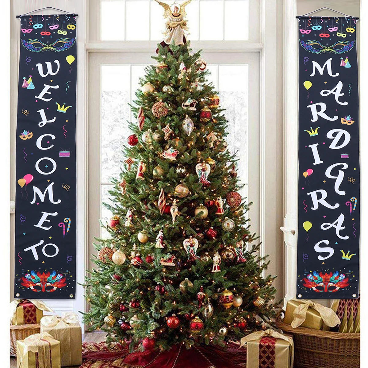 Curtain Hanging Flags Door Decorations for Carnival Gras Party Banner Front Entrance Festive Theme Photo Background
Curtain Hanging Flags Door Decorations for Carnival Gras Party Banner Front Entrance Festive Theme Photo Background