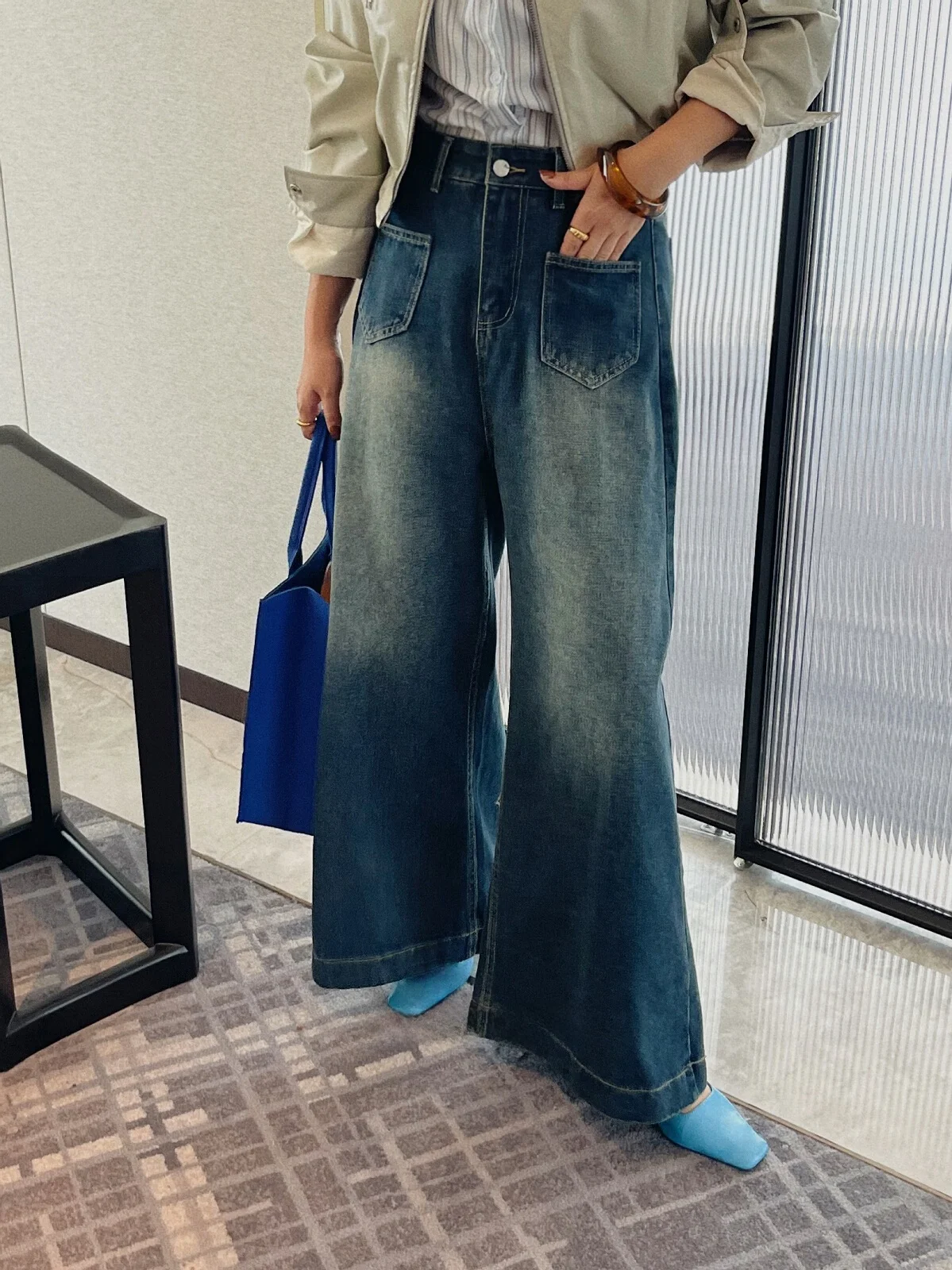 Retro High Waist Wide Leg Jeans Women's Spring Autumn New Sle Casual Straight Slimming Blue Denim Vintage Waed Jeans
Retro High Waist Wide Leg Jeans Women's Spring Autumn New Sle Casual Straight Slimming Blue Denim Vintage Waed Jeans