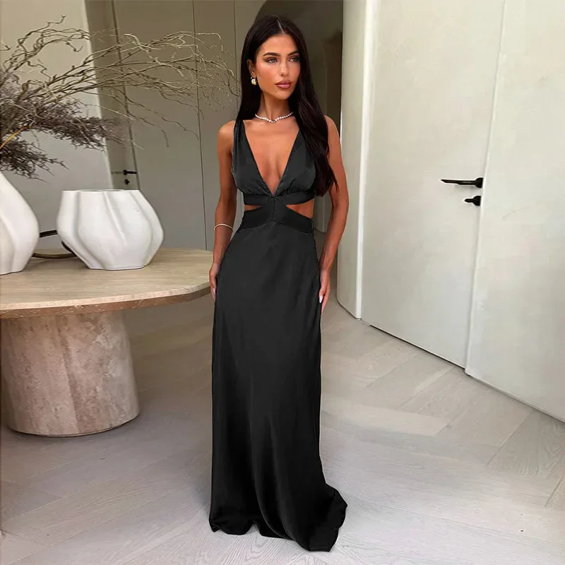 Ticketsx Sexy Solid Long Dress Women's Deep V Neck Sleeveless Backless Lace Up Slit Dress Female Evening Party Elegant Dresses
Ticketsx Sexy Solid Long Dress Women's Deep V Neck Sleeveless Backless Lace Up Slit Dress Female Evening Party Elegant Dresses