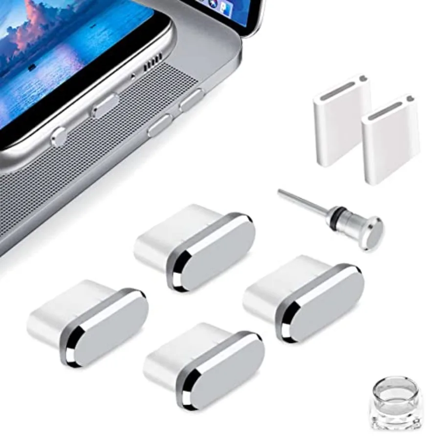 4 Pack USB C Port Plugs Anti Dust Covers Type C Charging Port Protector Silver, Anti Lost USB C Phone Charm Dustproof Cap Compa
4 Pack USB C Port Plugs Anti Dust Covers Type C Charging Port Protector Silver, Anti Lost USB C Phone Charm Dustproof Cap Compa
