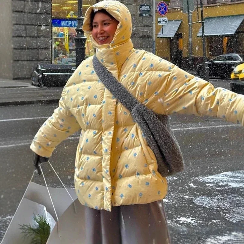 Printed Warm Cotton Hooded Coat Women's Fashion Casual Zipper Overcoat Pocket Autumn Winter New Loose Female Jacket
Printed Warm Cotton Hooded Coat Women's Fashion Casual Zipper Overcoat Pocket Autumn Winter New Loose Female Jacket