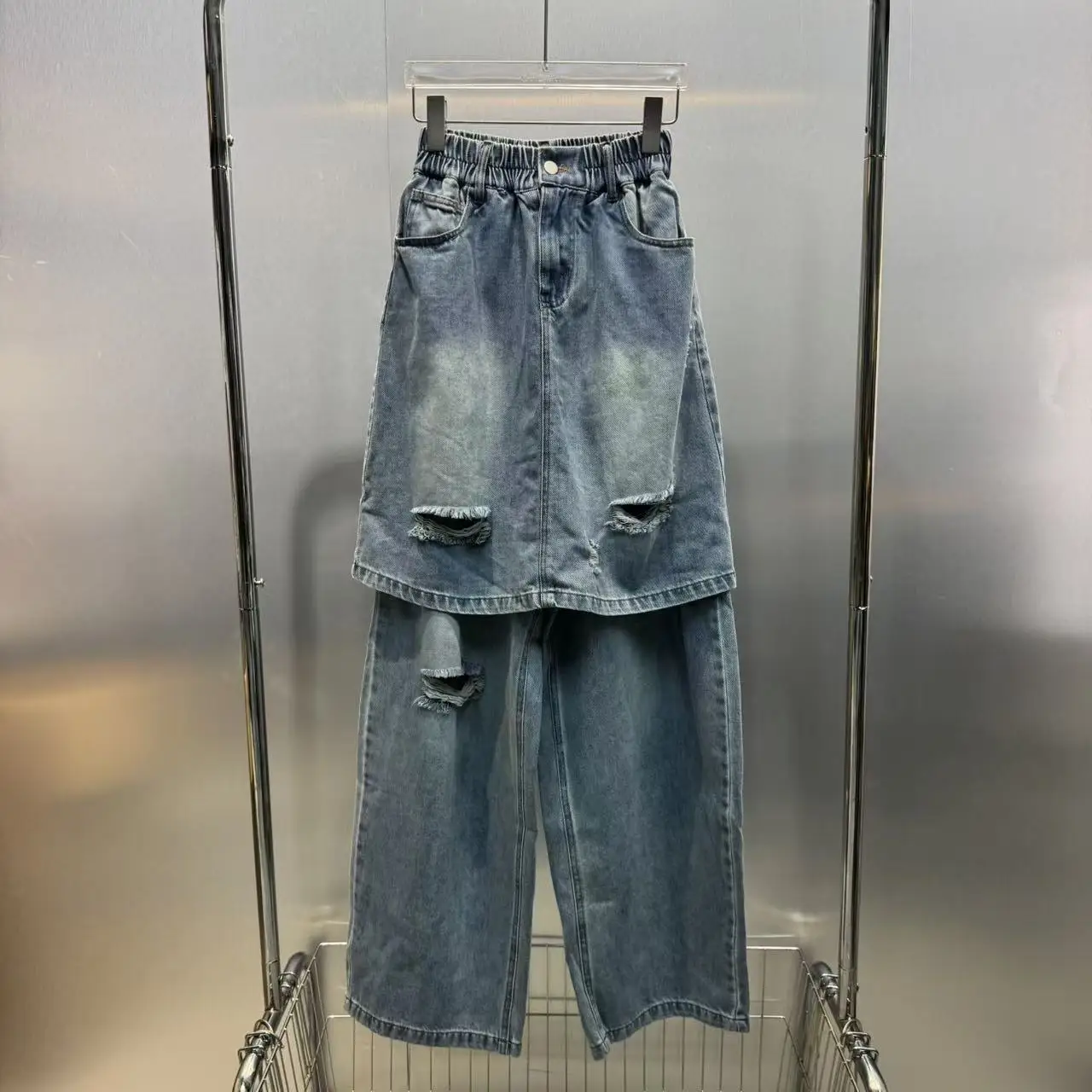 High Waist Fake Two-Piece Denim Jeans Washed Personalized Patchwork Long Trousers Spring Fashion Girls Straight Leg Pants
High Waist Fake Two-Piece Denim Jeans Washed Personalized Patchwork Long Trousers Spring Fashion Girls Straight Leg Pants