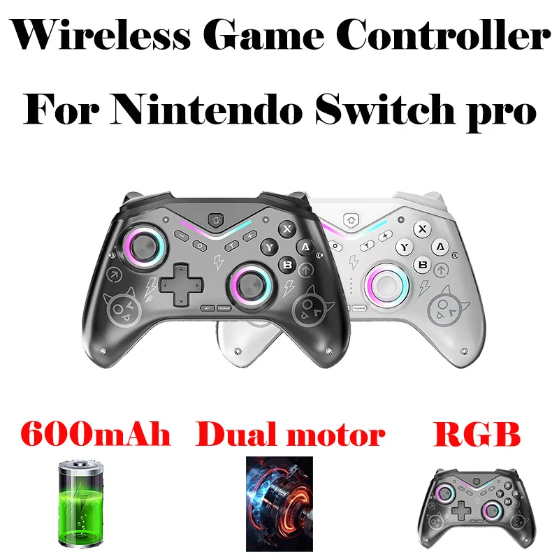 Wireless Game Controller for Nintendo Switch pro Gamepad For IOS/Android/Steam 600 mAh(10 hours working) RGB backlit Dual Motor
Wireless Game Controller for Nintendo Switch pro Gamepad For IOS/Android/Steam 600 mAh(10 hours working) RGB backlit Dual Motor