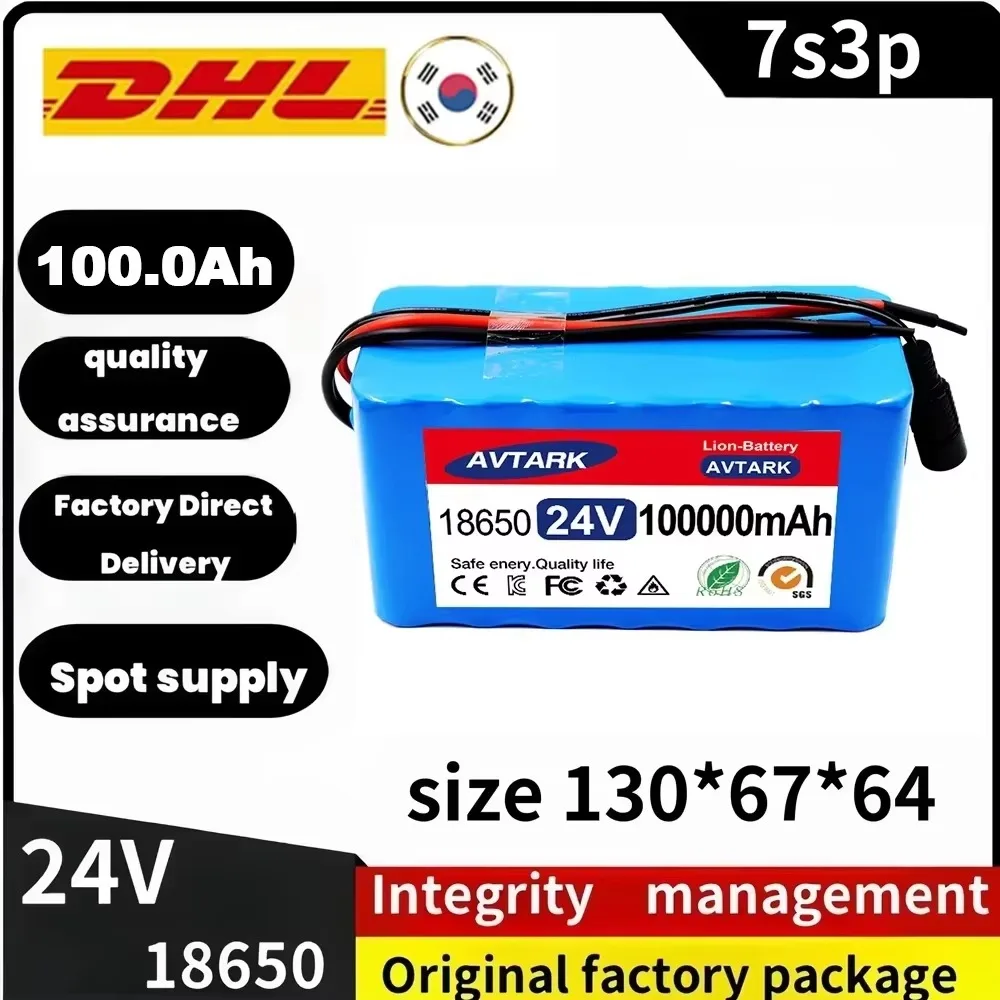 NEW 24V 100Ah 7S3P 18650 Lithium Battery High Capacity 24V 100000mAh Rechargeable Battery Pack with 2A Charger for Electronics
NEW 24V 100Ah 7S3P 18650 Lithium Battery High Capacity 24V 100000mAh Rechargeable Battery Pack with 2A Charger for Electronics