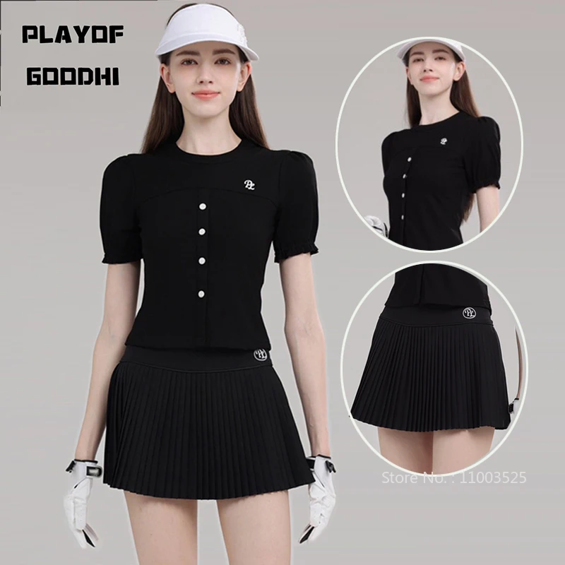 PL Summer Golf Puff Short-sleeved Shirts Women Breathable Round Neck T-shirt Ladies Elegant Tops Pleated Skirt Slim Golf Skort
PL Summer Golf Puff Short-sleeved Shirts Women Breathable Round Neck T-shirt Ladies Elegant Tops Pleated Skirt Slim Golf Skort