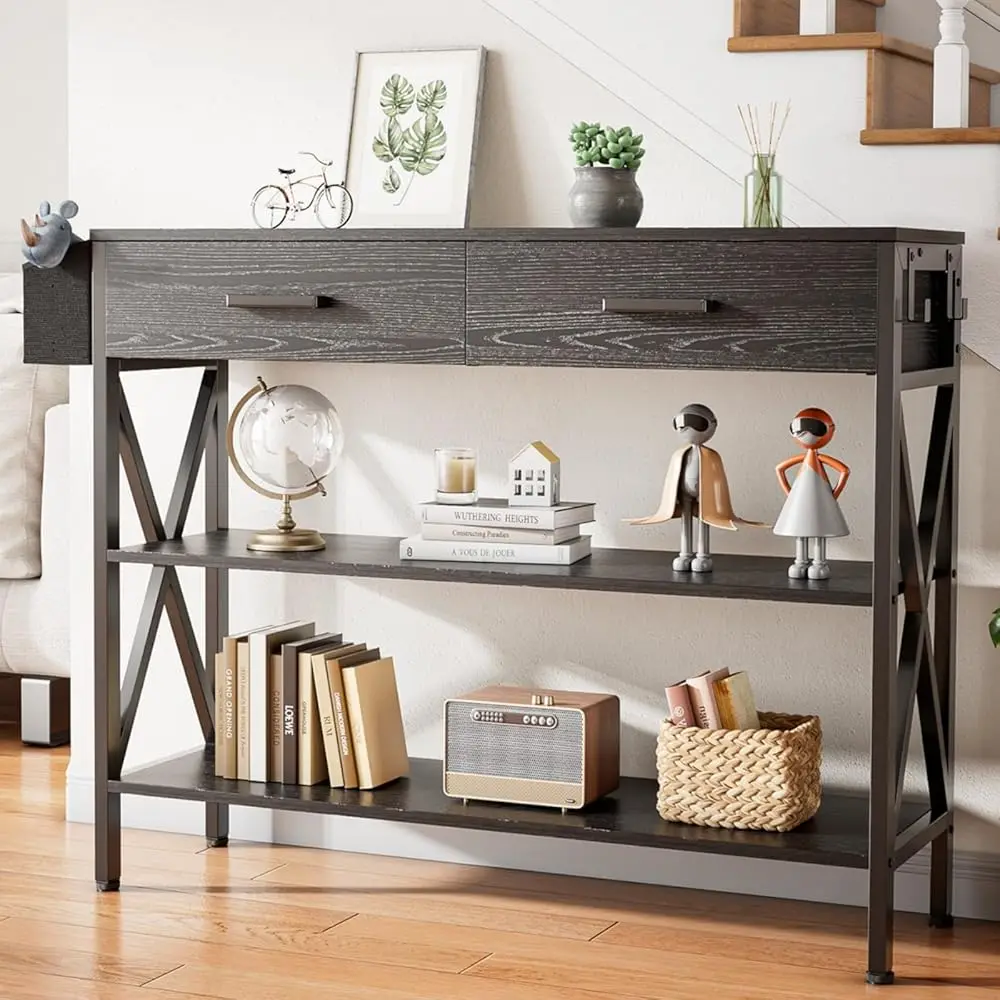 39"" Console Table With 2 Drawers, Industrial Entryway Table With 3 Tier Storage Shelves, Narrow Sofa Table For Entry Way,
39"" Console Table With 2 Drawers, Industrial Entryway Table With 3 Tier Storage Shelves, Narrow Sofa Table For Entry Way,