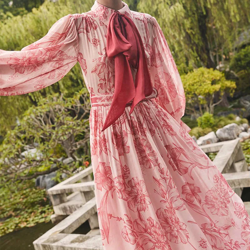 2024 Spring Summer Maxi Dress Bow Collar rose Floral Prin Butterfly Sleeve Long Casual Holiday Bohemian Loose Dress
2024 Spring Summer Maxi Dress Bow Collar rose Floral Prin Butterfly Sleeve Long Casual Holiday Bohemian Loose Dress