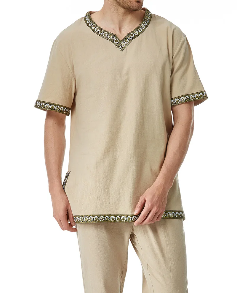 Men's Short Sleeved Medieval Clothing Halloween Renaissance Knight Pirate Retro Warrior Shirt Trend
Men's Short Sleeved Medieval Clothing Halloween Renaissance Knight Pirate Retro Warrior Shirt Trend