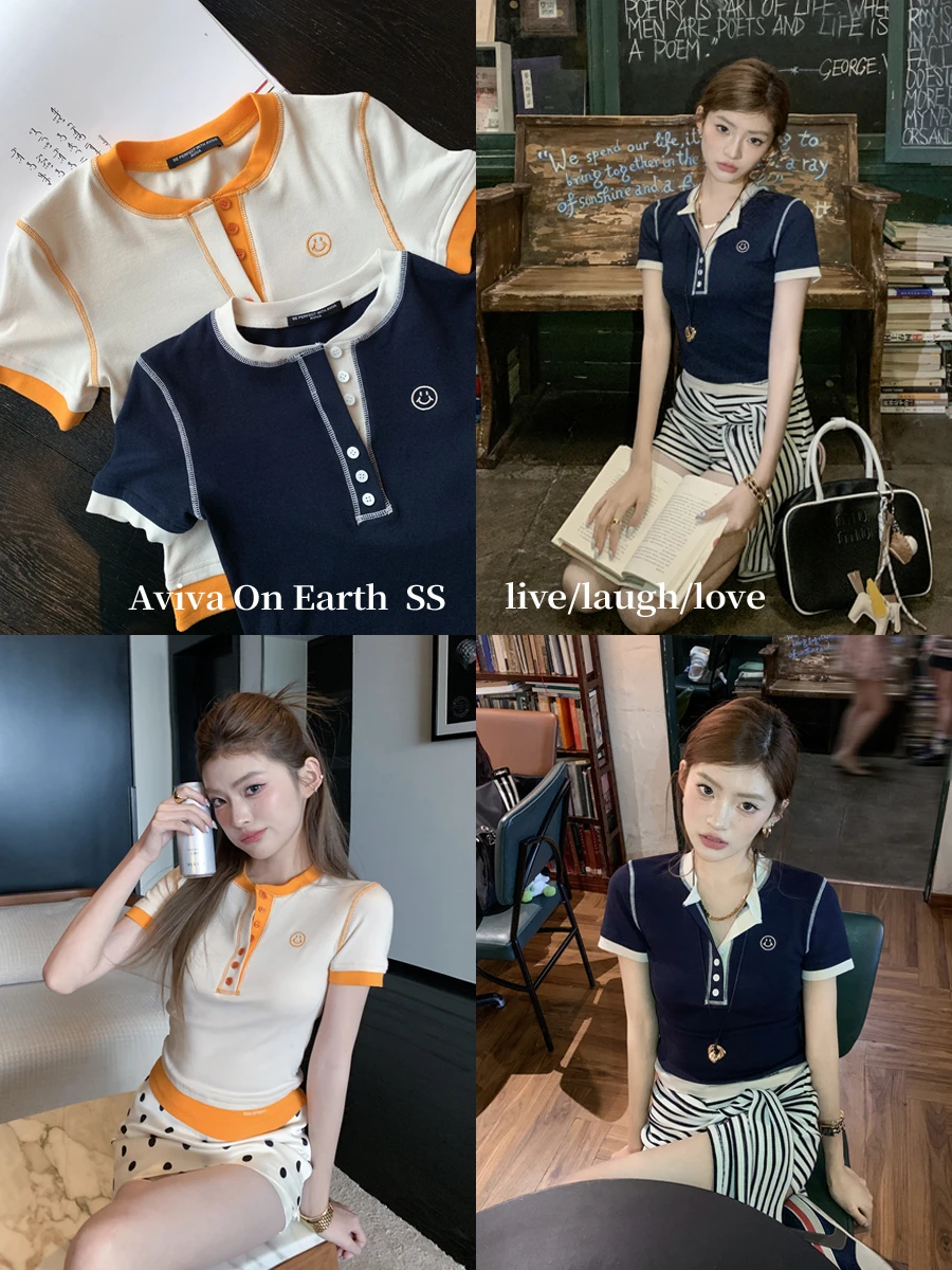 Ele Fake Two-Piece irt T-irt Summer Beautiful Small Top Women's Earth Store Miu Sle Commute Simple Slim Fit Co...
Ele Fake Two-Piece irt T-irt Summer Beautiful Small Top Women's Earth Store Miu Sle Commute Simple Slim Fit Co...